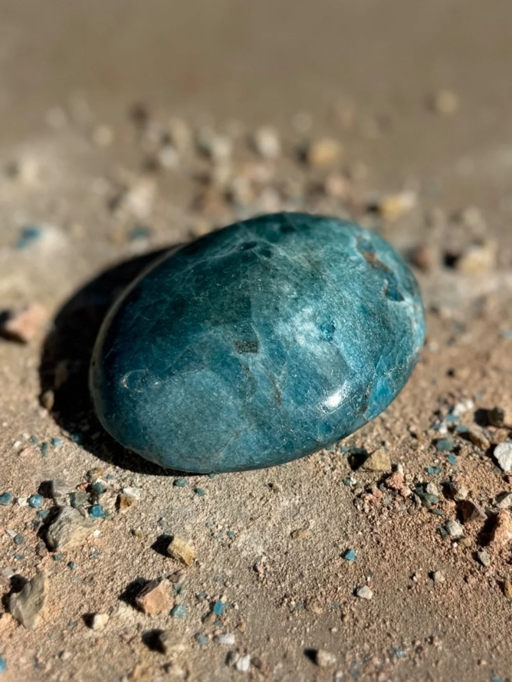 Madagascar Ocean Blue Apatite Meditation Palm Stone Crystal